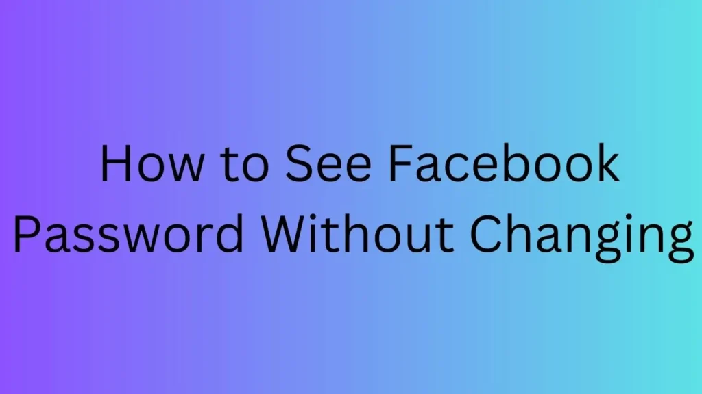 How to See Facebook Password Without Changing 
