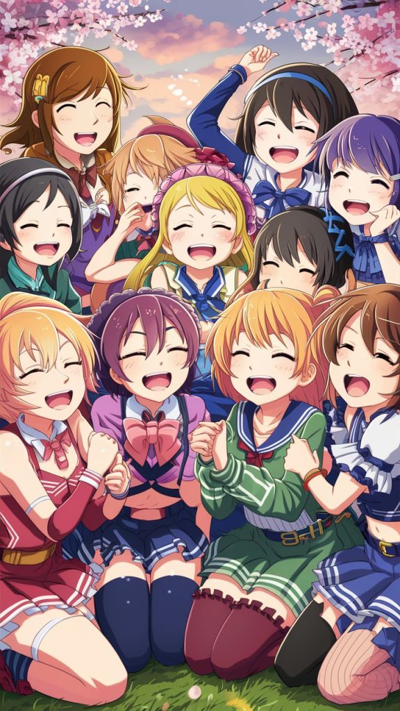 a group of vibrant energetic anime girls gathered PRmJONG3Roa0IXUhn41uzw 6ZJ8l k8QBGE8l7rUQx93Q 1