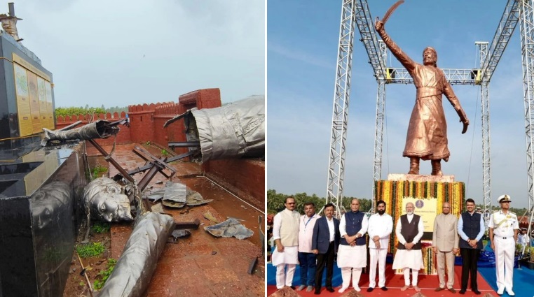 Shivaji statue falls in Sindhudurg