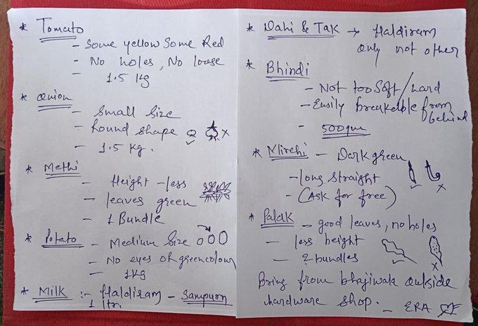 Methi with Less Height Retired IFS Officer Shares Wifes Meticulous Grocery List Leaves Netizens in Splits