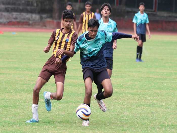 U16 St. Vincents Brown Yellow and Vidya Valley Green in action 1