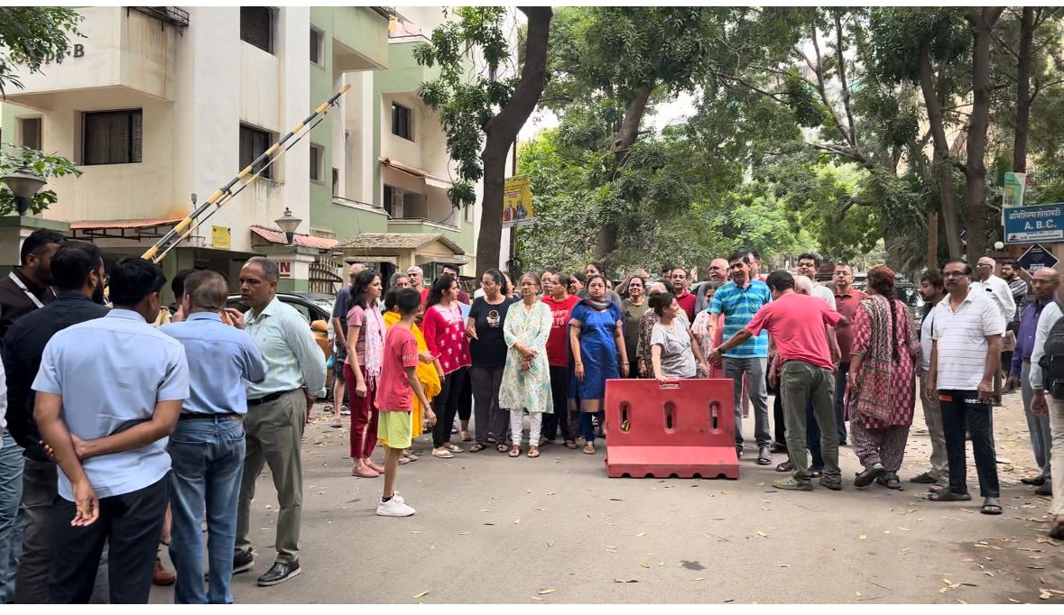 Pune News Kothrud Residents Hold 4 Hour Roadblock Protest Against MIT Over Reckless Driving Incident